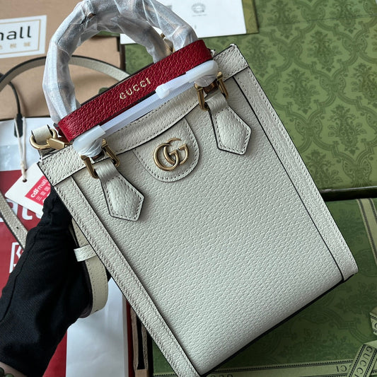Gucci Diana Bamboo Mini Tote Bag Off-white Lambskin 240106