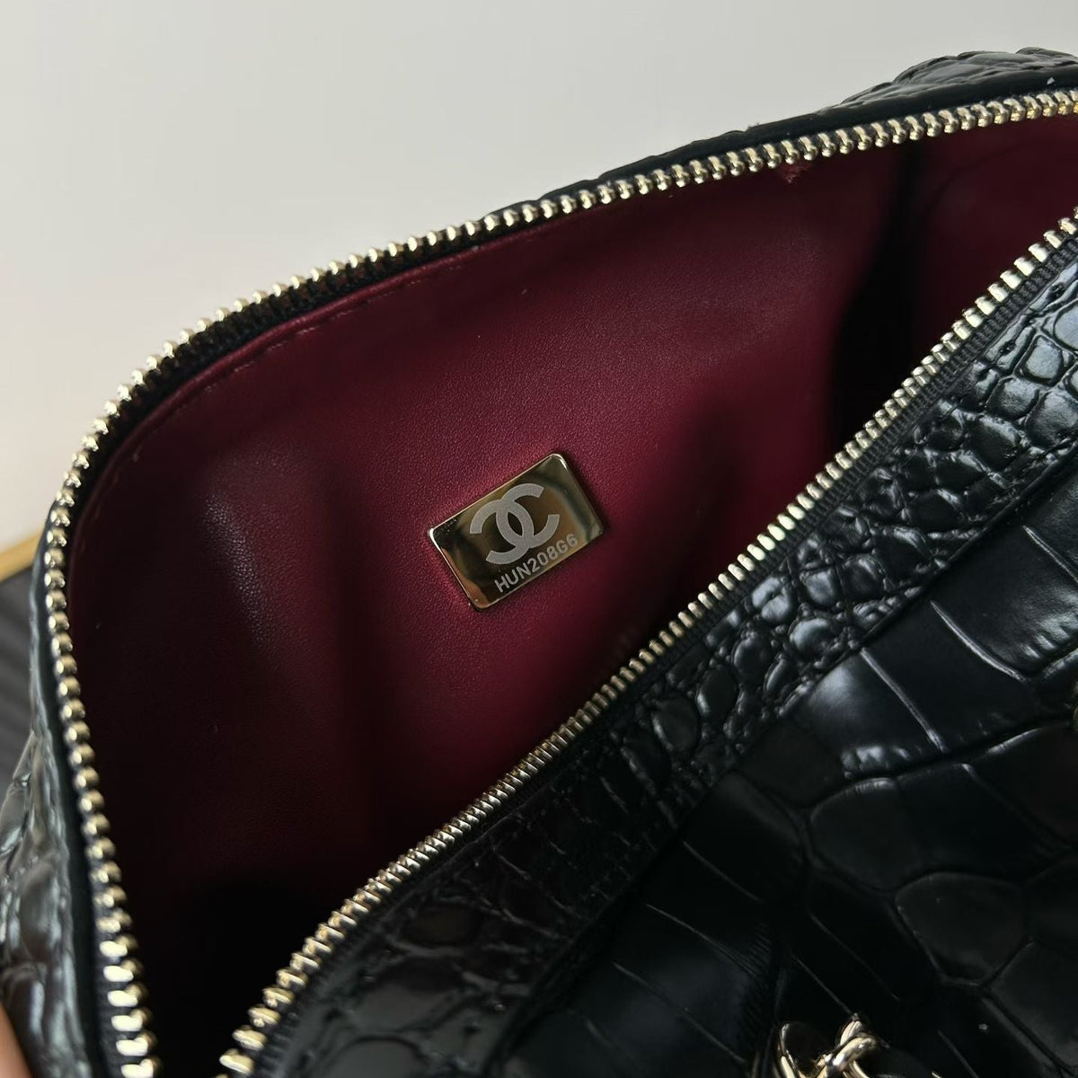 CC 26P Bowling Bag Black Crocodile-Embossed Calfskin
